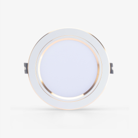 Đèn LED âm trần Downlight đổi màu AT10 viền vàng 110/10W