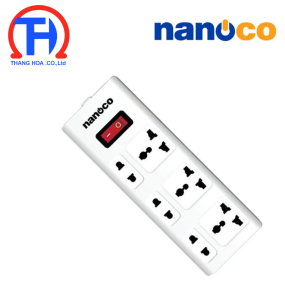 Ổ cắm kéo dài Nanoco NES3332-3S1 3 lỗ cắm đa năng 3 lỗ cắm 2 chấu và 1 công tắc