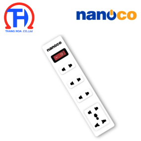 Ổ cắm kéo dài Nanoco NES4213-5S1 4 lỗ cắm 2 chấu 1 lỗ cắm đa năng và 1 công tắc 