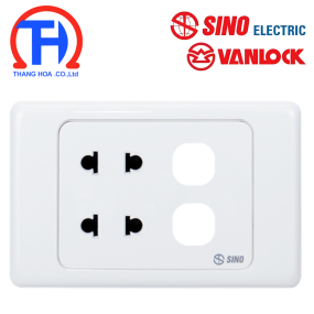 Ổ cắm đôi 2 chấu 16A với 2 lỗ SINO S9MU2XX
