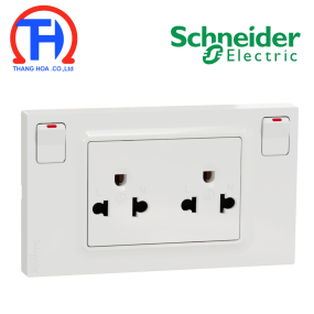 Bộ ổ cắm đôi 3 chấu có công tắc M3TS_SIS_WE Schneider - Miluz E Series