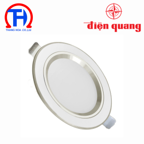 Bộ đèn LED Downlight Điện Quang ĐQ LRD18 viền bạc (12W, Ø110, bầu kín)
