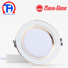 Đèn LED âm trần Downlight đổi màu AT10 viền vàng 90/8W