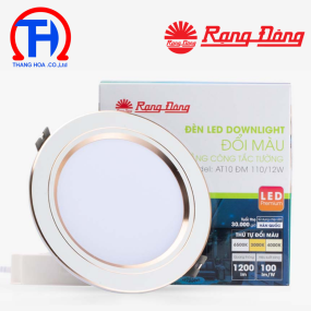 Đèn LED âm trần Downlight đổi màu viền vàng AT10 110/12W