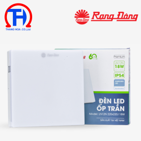 Đèn LED ốp trần vuông LN12N đế nhựa 220x220/18W