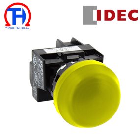Đèn báo màu vàng, không biến thế, IP65 ngoài mặt tủ, mặt lồi YW1P-2EQ4Y Idec