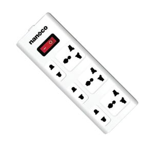 Ổ cắm có dây Nanoco model NES3332-S1 (3 ổ đa năng, 3 ổ 2 chấu, 1 công tắc, dây điện 3m và 5m)
