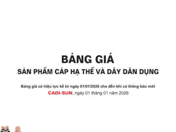 BẢNG GIÁ CÁP ĐIỆN HẠ THẾ CADISUN 2026